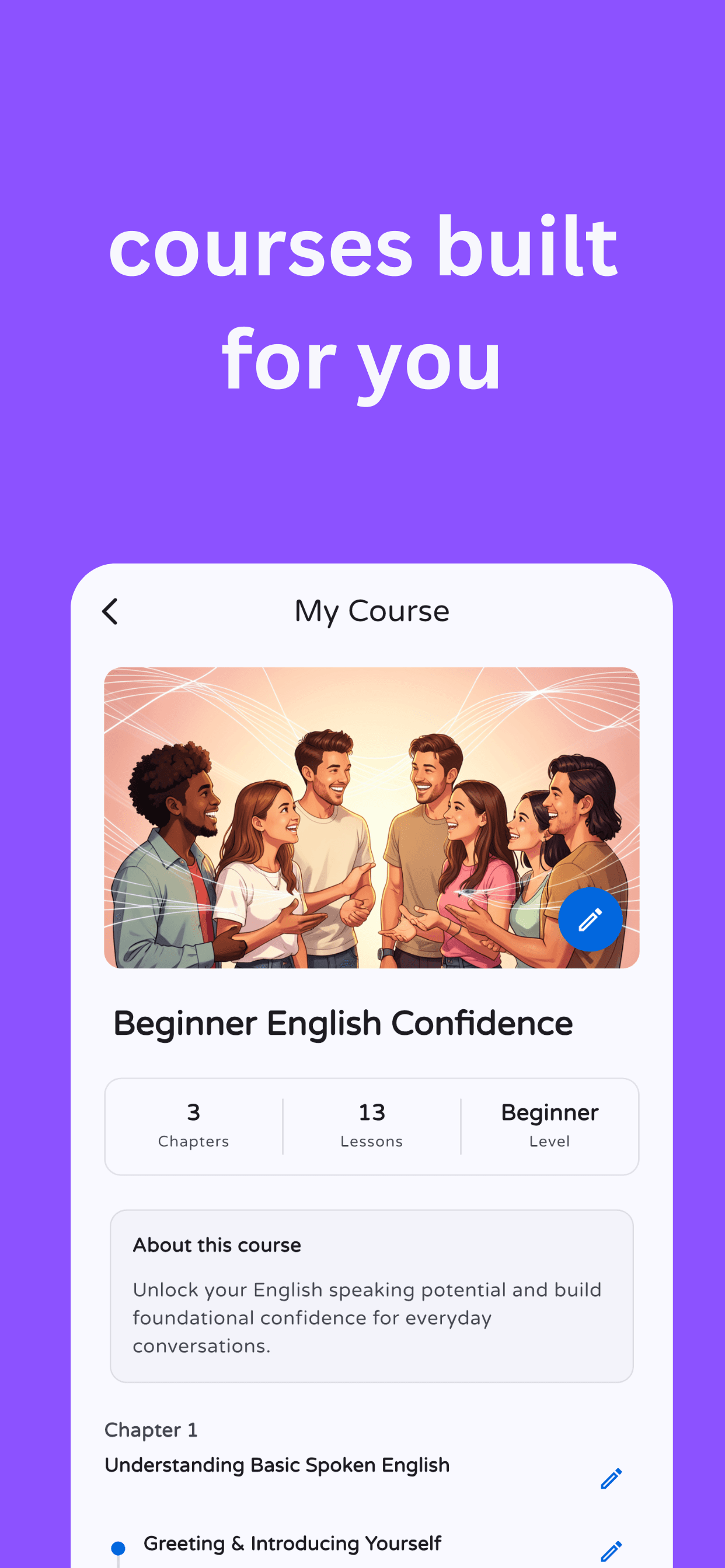 Traitus course view with chapters and lessons